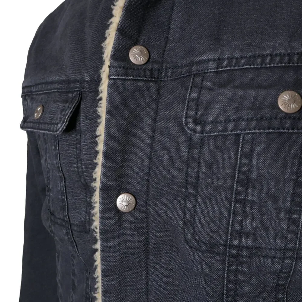 NWOT Faherty Timberline Trucker Jacket Medium - Sherpa Collar- Washed Black $298